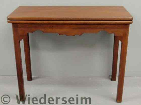 Appraisal: Chippendale mahogany gaming table c with square chamfered legs h