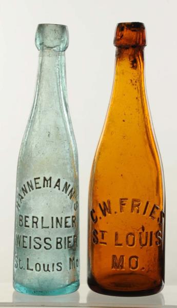 Appraisal: Lot Of St Louis Embossed Beer Bottles This lot includes