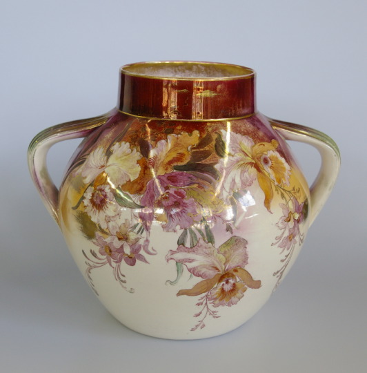 Appraisal: Large Richly Gilded Polychromed and Iridized Royal Bonn Porcelain Garniture