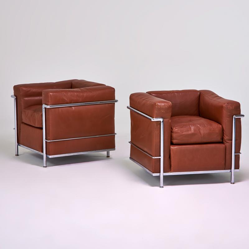 Appraisal: LE CORBUSIER CASSINA Pair of LC Petit Modele lounge chairs