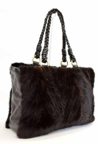 Appraisal: Paolo Masi black mink fur handbag having fur lining to