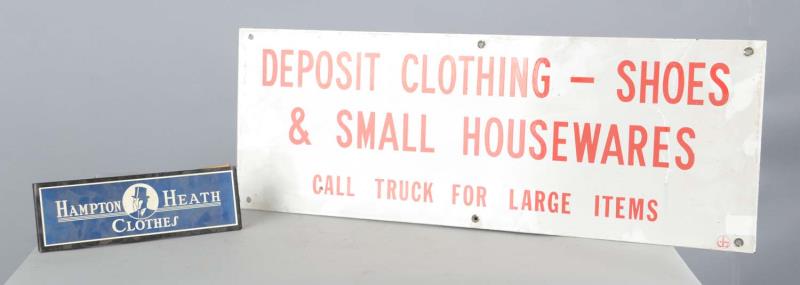 Appraisal: Lot Of Clothing Signs Including - Hampton Heath Clothes wood