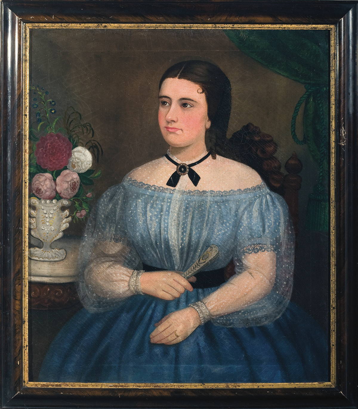 Appraisal: VICTORIAN PORTRAIT OF A YOUNG WOMAN IN BLUE SEATED AT