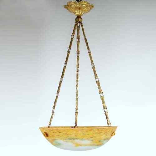 Appraisal: A French Glass Hanging Dish-Light Muller Fr res circa with