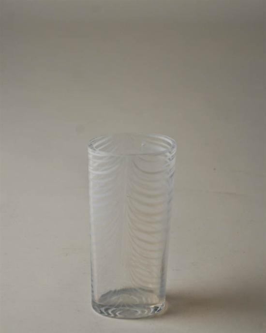 Appraisal: Studio Glass Vase Clear with White Stripes unsigned H