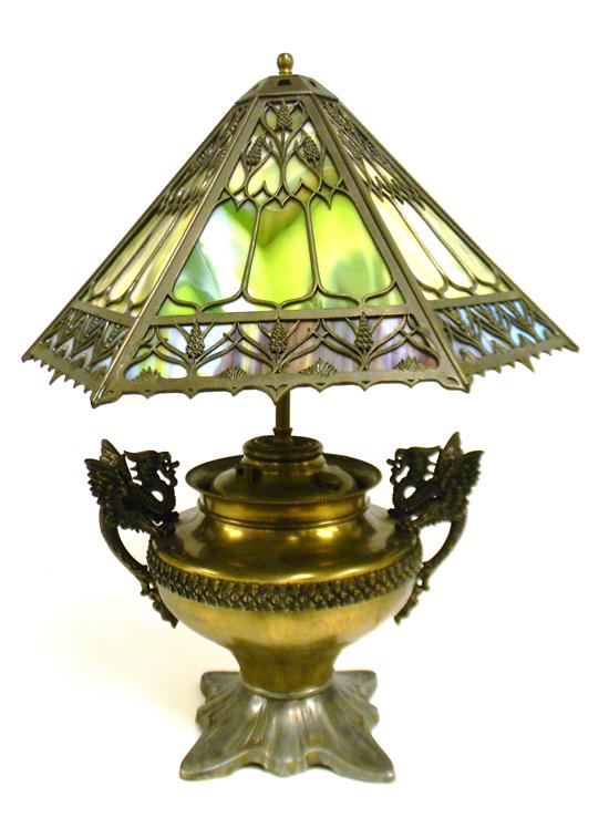 Appraisal: Fluid table lamp attributed to Bradley Hubbard c - six