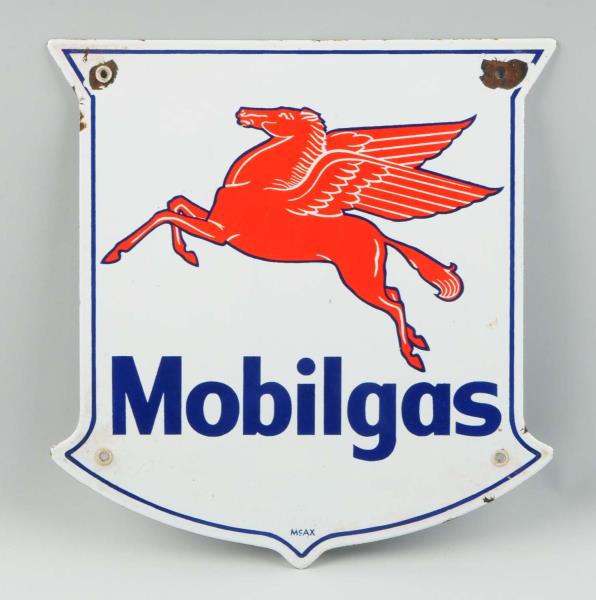 Appraisal: s Mobilgas Porcelain Advertising Sign This porcelain Mobilgas sign has