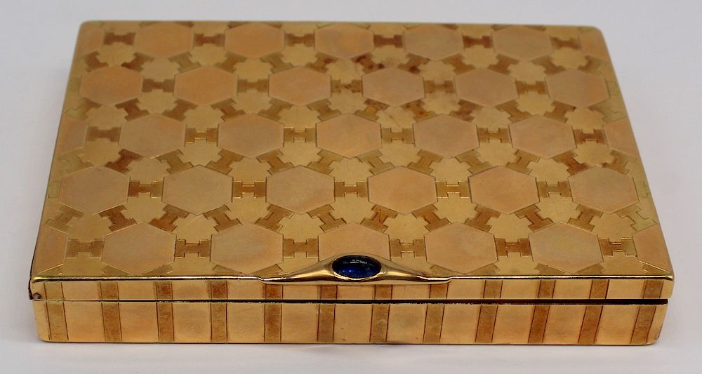 Appraisal: GOLD Cartier kt Gold and Sapphire Cigarette Case Art Deco