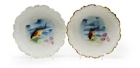 Appraisal: Set of Twelve Limoges Porcelain Fish Plates Estimate -