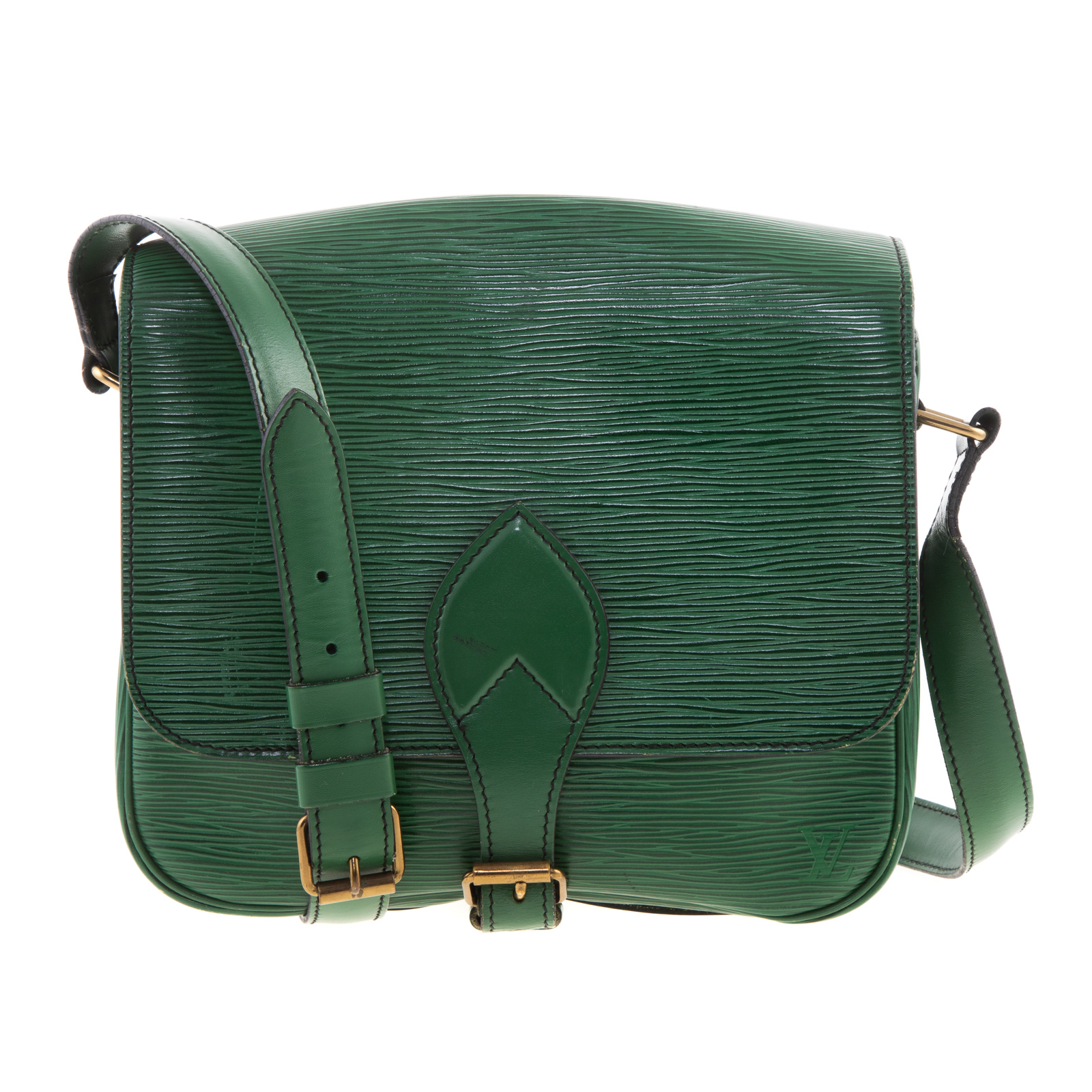 Appraisal: A LOUIS VUITTON EPI CARTOUCHIERE MM A green Epi leather