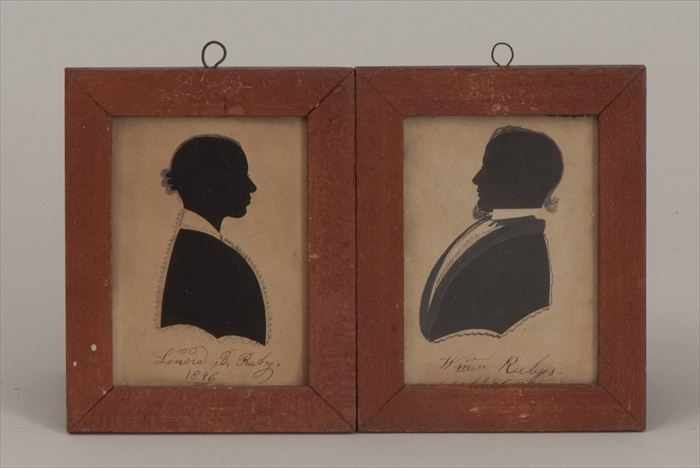 Appraisal: TWO AMERICAN SILHOUETTE PORTRAITS OF MR AND MRS RUBY x