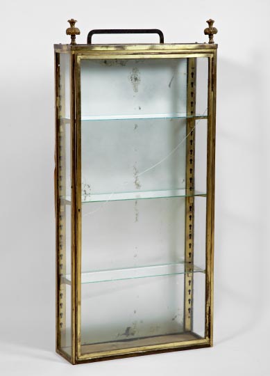 Appraisal: Belle Epoque Brass and Glass Three-Shelf Wall Vitrine first quarter