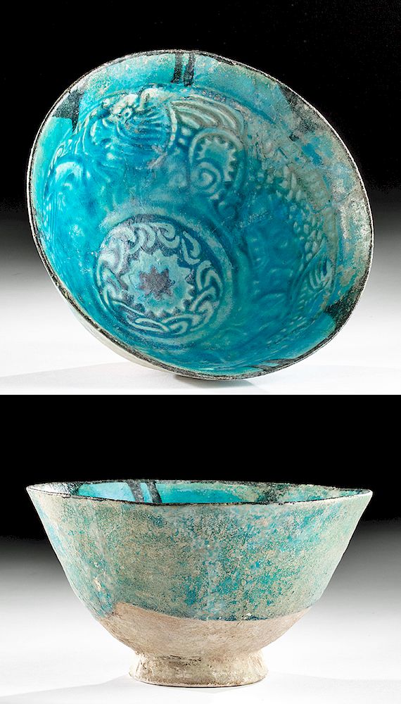 Appraisal: Bamiyan Turquoise Glazed Pottery Bowl ex-Royal Athena Near East probably