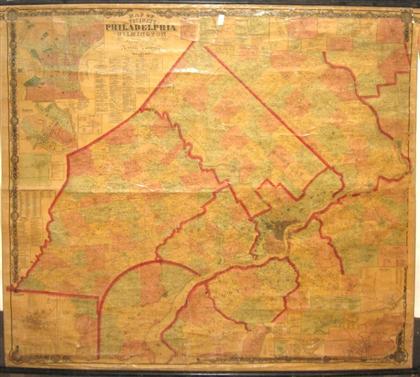 Appraisal: piece Hand-Colored Laminated Lithographic Roll Map Lake D J Beers