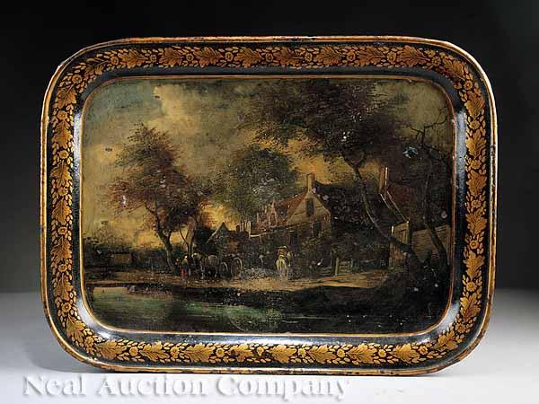 Appraisal: A Continental T le Peinte Rectangular Tray mid- th c