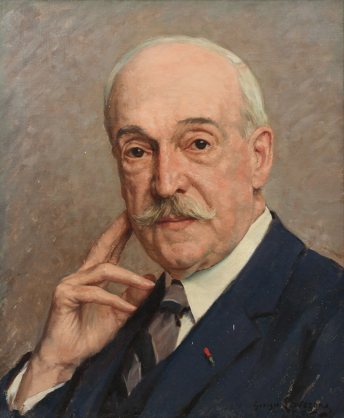 Appraisal: LAVERGNE Georges French - Fine Portrait Painting of a Mustached