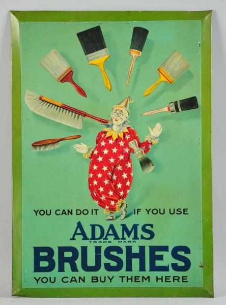 Appraisal: Tin Over Cardboard Adams Brushes Sign Description Nice image of