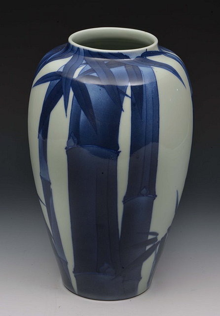 Appraisal: A JAPANESE BLUE AND WHITE PORCELAIN VASE of tapered oviform