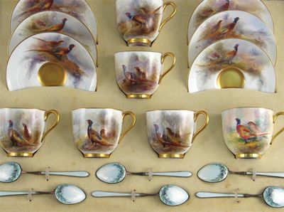 Appraisal: A cased set of six Royal Worcester coffee cups and