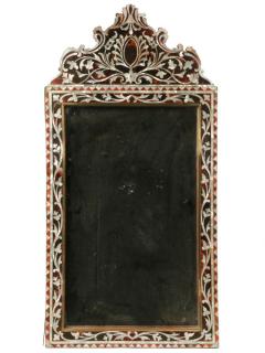 Appraisal: EARLY MOTHER-OF-PEARL INLAID MIRROR FRAME th c Looking Glass decorated