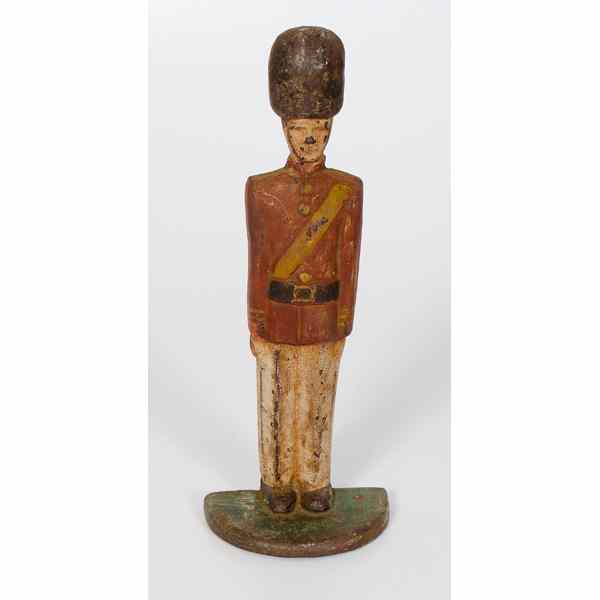 Appraisal: British Soldier Cast Iron Doorstop American a painted cast iron