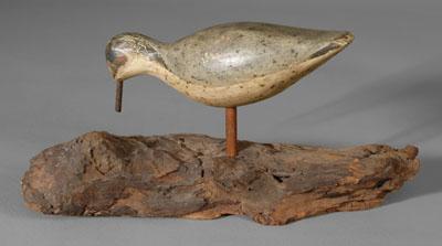 Appraisal: Feeding shorebird decoy painted eyes old possibly original paint probably