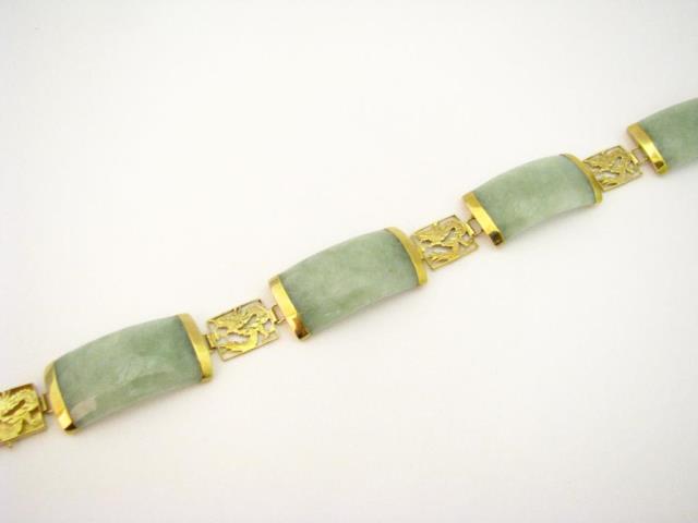 Appraisal: A K yellow gold jade bracelet