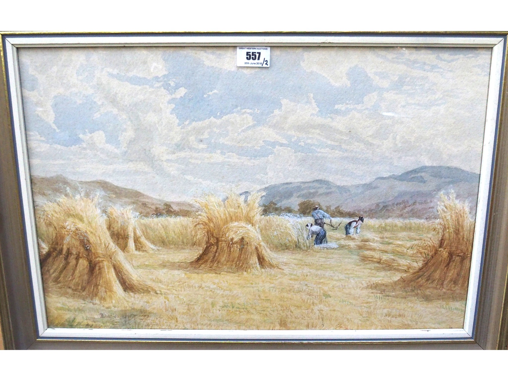 Appraisal: WILLIAM DALGLISH harvest Time signed watercolour Marc Continental town scene