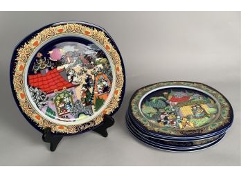 Appraisal: Seven holiday display plates depicting various scenes of angels and