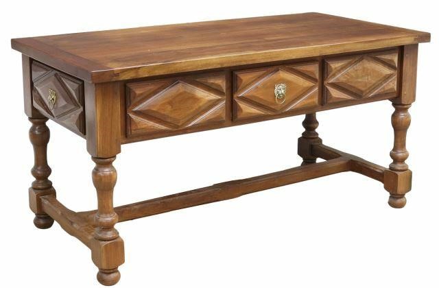 Appraisal: French Louis XIII style walnut writing desk early th c