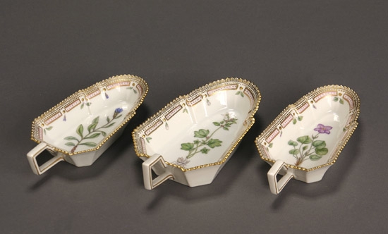 Appraisal: Three Royal Copenhagen 'Flora Danica' Spade-Shaped Pickle Dishes - One