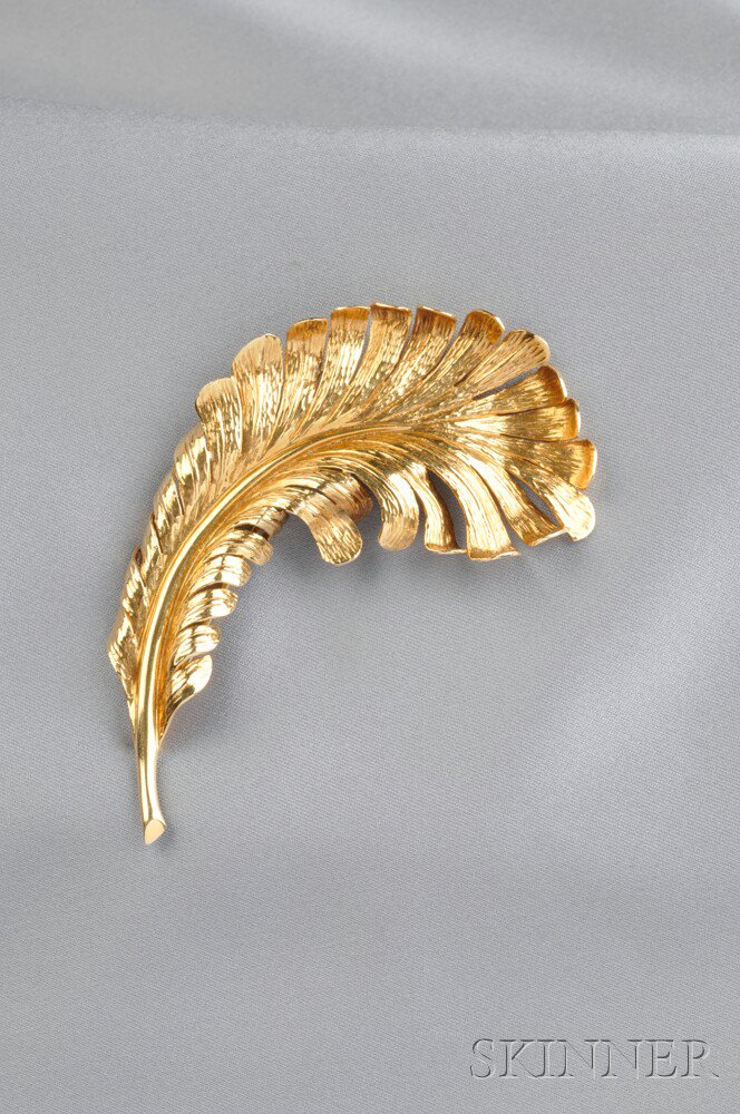 Appraisal: Retro kt Gold Brooch Tiffany Co designed as a feather