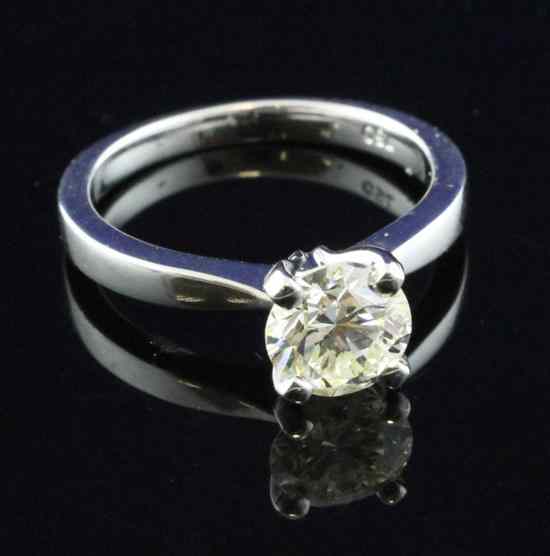 Appraisal: An ct white gold mounted solitaire diamond ring the brilliant