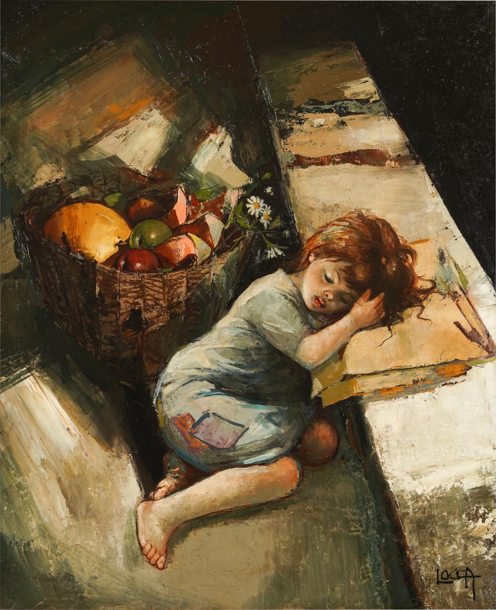 Appraisal: BERNARD LOCCA - SLEEPING CHILDBernard Locca - Sleeping Child oil