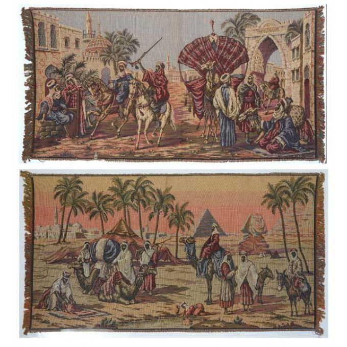 Appraisal: Two Machine-Made Tapestries View of the Sphinx and Outside a