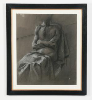 Appraisal: Stephen Floyd signed charcoal on paper of seated man th