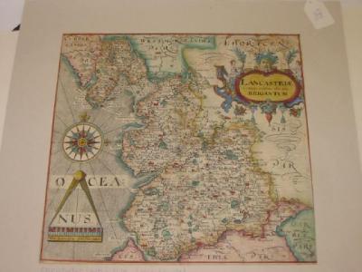 Appraisal: CHRISTOPHER SAXTON Lancashire hand coloured map c with title cartouche