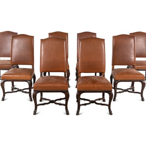 Appraisal: A Set of Eight Ralph Lauren Leather Upholstered Dining Chairs