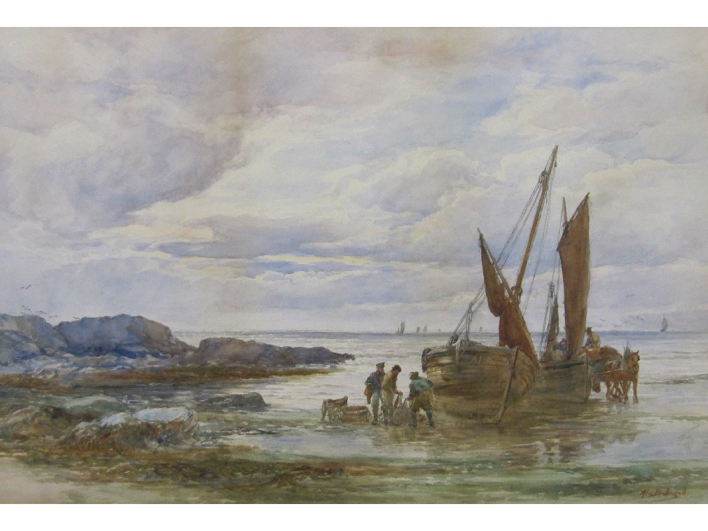 Appraisal: ALEXANDER BALLINGALL fl - Watercolour beach scene 'Unloading the catch'