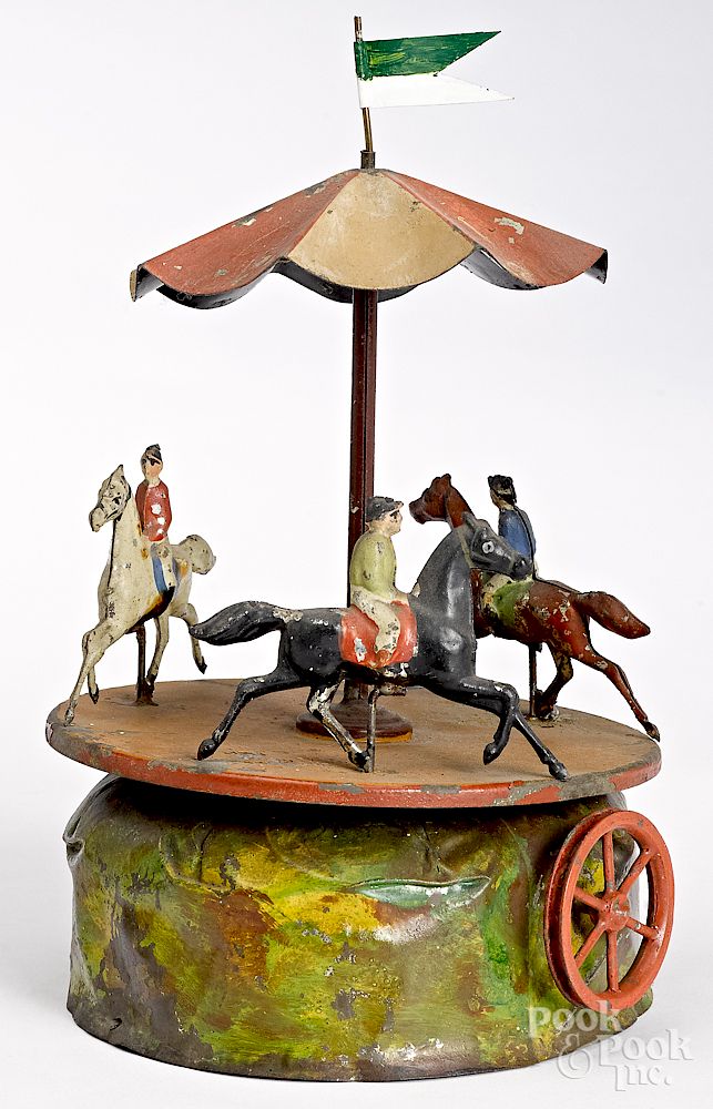 Appraisal: Carette carousel steam toy accessory Carette painted tin carousel steam