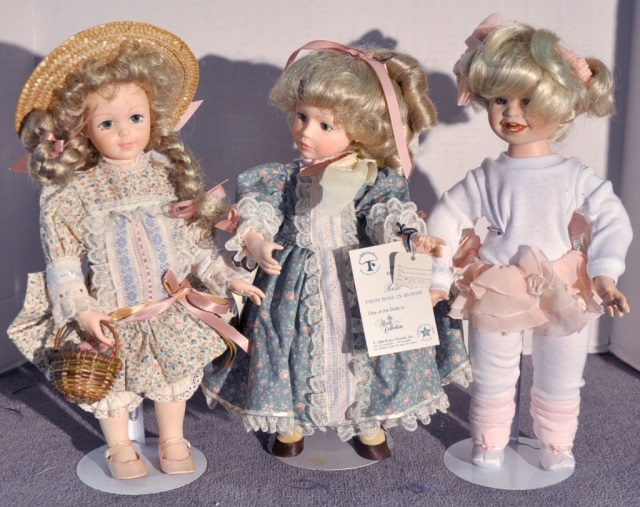 Appraisal: Three Collectible Dolls in Porcelain VinylIncluding Bellovina in porcelain by