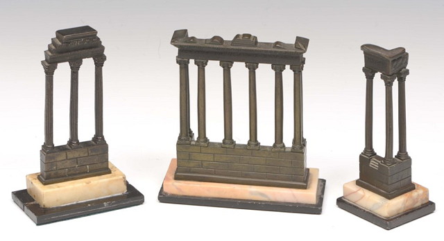 Appraisal: A SET OF THREE TH CENTURY 'GRAND TOUR' BRONZE TEMPLE