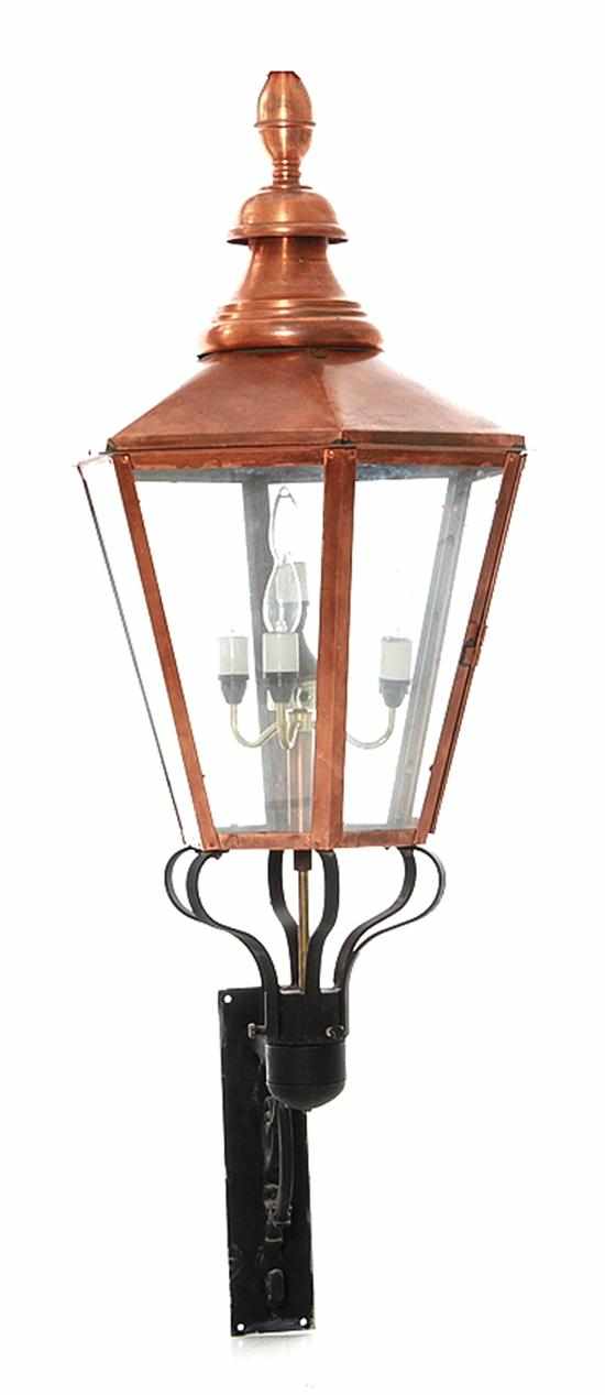 Appraisal: English copper lantern by Kahalley Lighting Inc Mobile Alabama turned