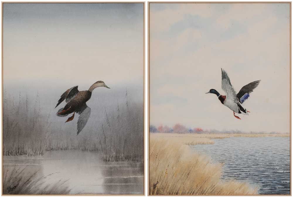 Appraisal: Joseph D Knap American - two marsh landscapes with ducks