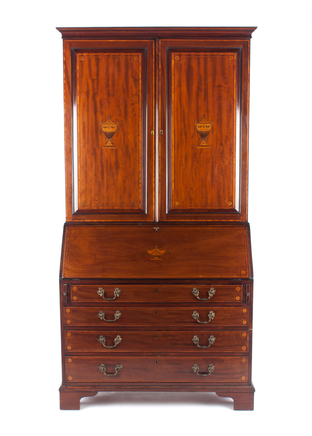 Appraisal: George III inlaid mahogany secretary bookcase late th early th