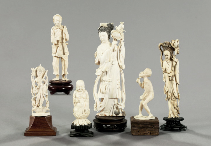 Appraisal: Collection of Six Oriental Ivory and Bone Figures consisting of