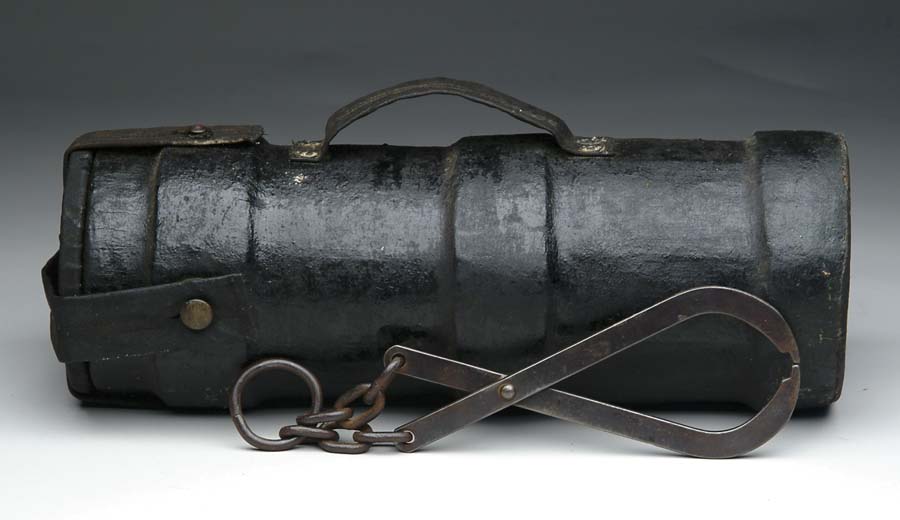 Appraisal: LOT OF ARTILLERY POWDER PASS BOX CANNON BALL TONGS Large