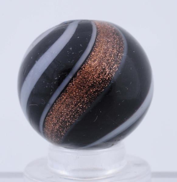 Appraisal: Black Opaque Lutz Marble Black base with white bands Surface