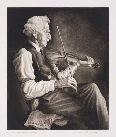 Appraisal: JACKSON LEE NESBITT Old Man With a Violin Etching x