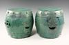 Appraisal: PAIR GLAZED POTTERY GARDEN SEATS - Chinese Terra Cotta Drum